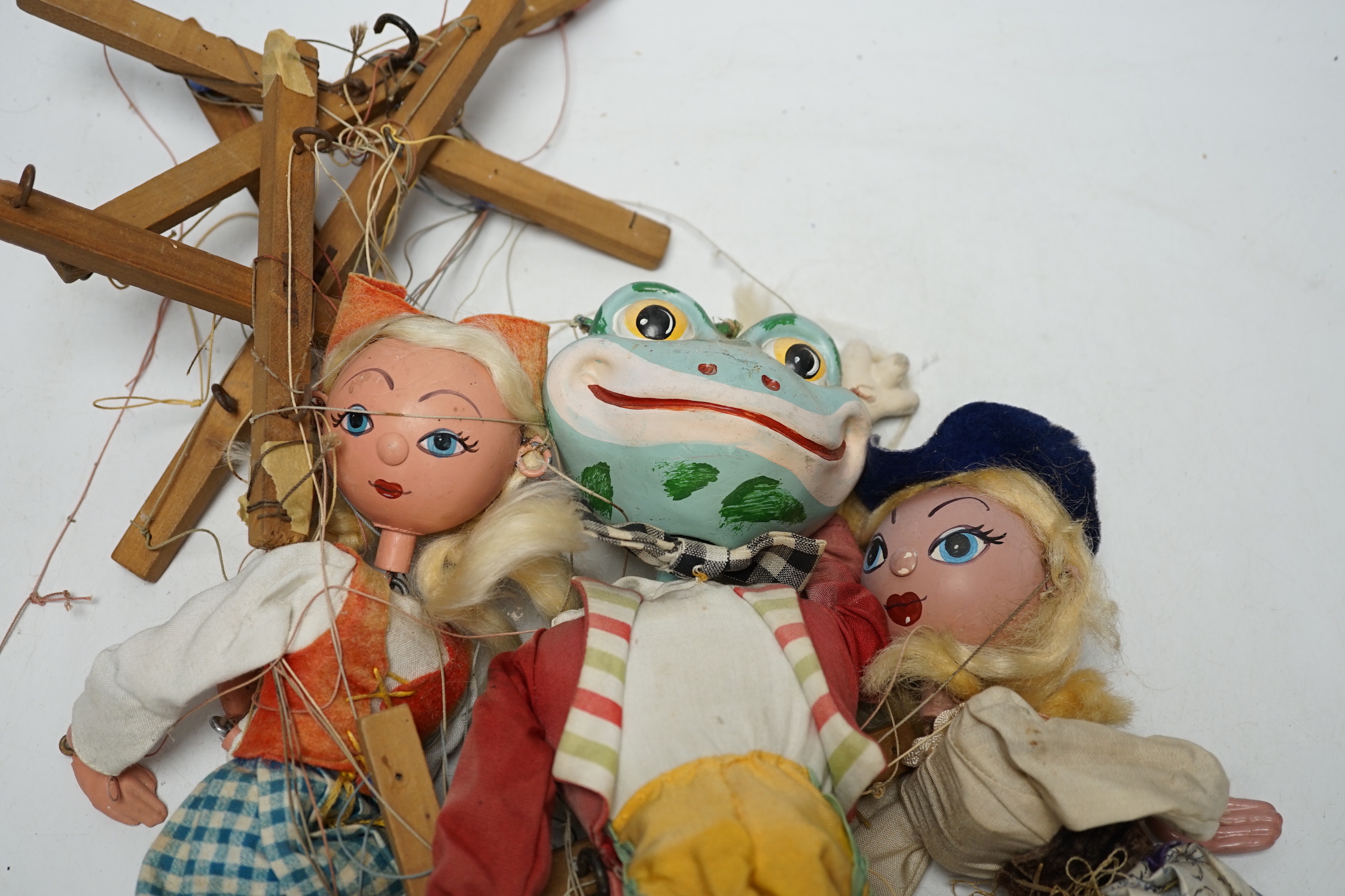 Five Pelham puppets, one boxed